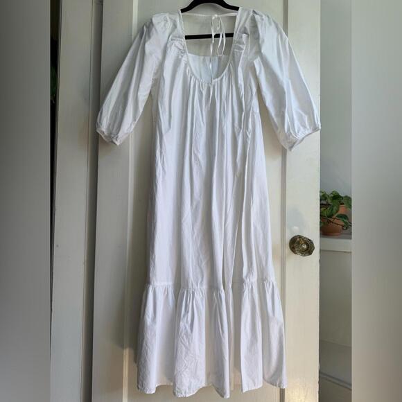 Oak + Fort Poplin Cotton Gathered Tiers Midi Dress - Picture 10 of 13